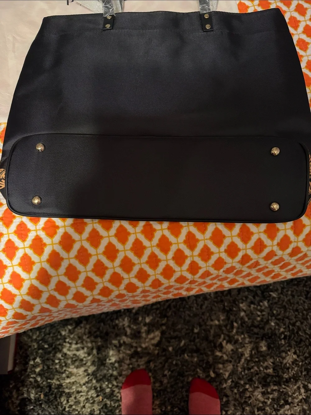 Versace Black Tote with Gold Baroque Accent